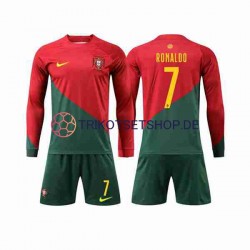 Portugal Ronaldo 7 World Cup 2022 Kinder Trikotset Heim Langarm