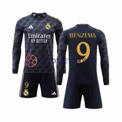 Real Madrid Benzema 9 2023-2024 Kinder Trikotset Auswärts Langarm