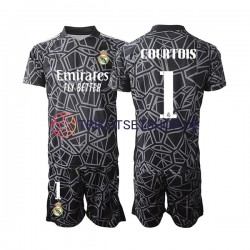 Real Madrid Courtois 1 2022-2023 Torwart Kinder Trikotset Auswärts Kurzarm