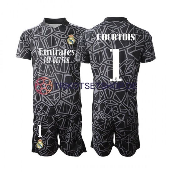 Real Madrid Courtois 1 2022-2023 Torwart Kinder Trikotset Auswärts Kurzarm