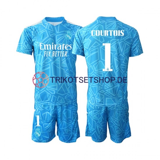 Real Madrid Courtois 1 2022-2023 Torwart Kinder Trikotset Heim Kurzarm