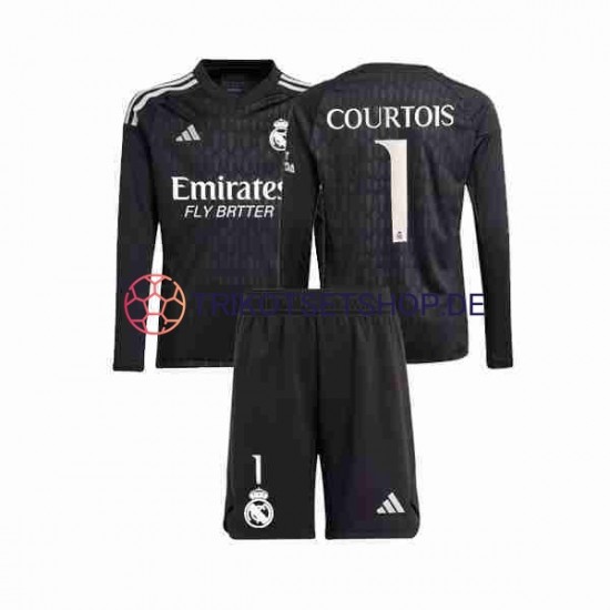 Real Madrid Thibaut Courtois 1 2023-2024 Torwart Kinder Trikotset Auswärts Langarm
