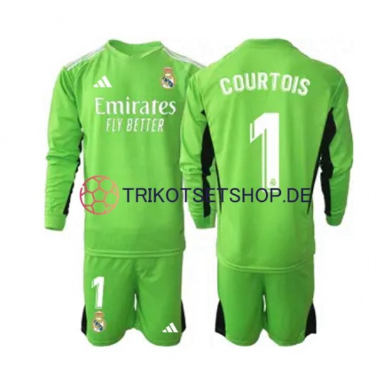 Real Madrid Thibaut Courtois 1 2023-2024 Torwart Kinder Trikotset Heim Langarm