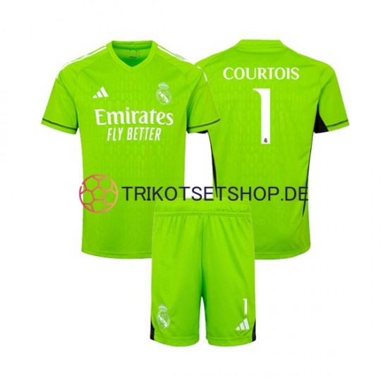 Real Madrid Thibaut Courtois 1 2023-2024 Torwart Kinder Trikotset Heim Kurzarm