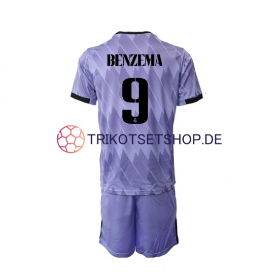 Real Madrid Karim Benzema 9 2022-2023 Kinder Trikotset Auswärts Kurzarm