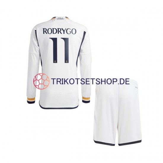 Real Madrid Rodrygo Goes 11 2023-2024 Kinder Trikotset Heim Langarm