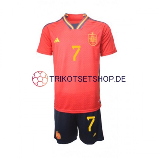 Spanien Alvaro Morata 7 World Cup 2022 Kinder Trikotset Heim Kurzarm
