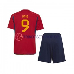 Spanien Gavi 9 World Cup 2022 Kinder Trikotset Heim Kurzarm