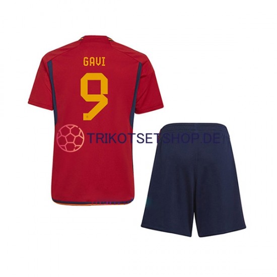 Spanien Gavi 9 World Cup 2022 Kinder Trikotset Heim Kurzarm