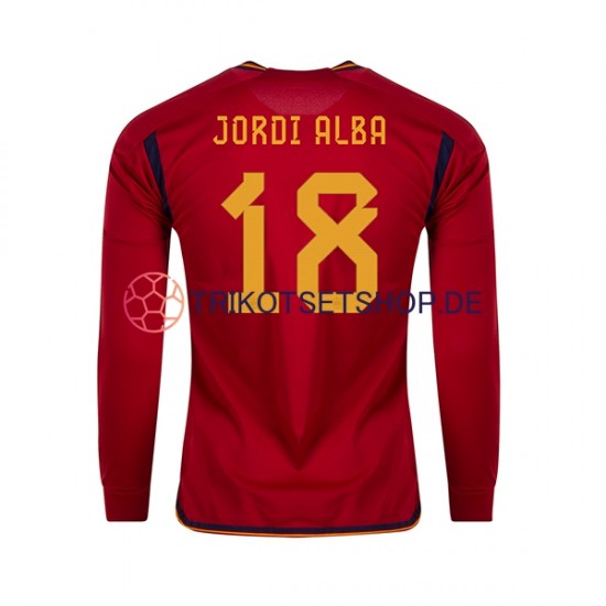 Spanien JORDI ALBA 18 World Cup 2022 Herren Trikot Heim Langarm
