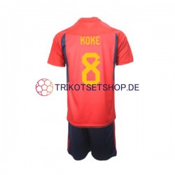 Spanien Koke 8 World Cup 2022 Kinder Trikotset Heim Kurzarm