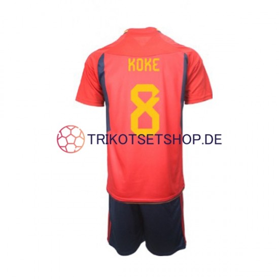 Spanien Koke 8 World Cup 2022 Kinder Trikotset Heim Kurzarm