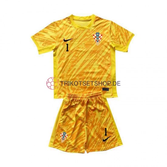Kroatien Torwart DOMINIK LIVAKOVIC 1 Euro 2024 Kinder Trikotset Heim Gelb Kurzarm