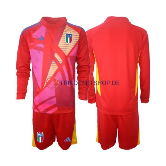 Italien Torwart Euro 2024 Kinder Trikotset Ausweich Rot Langarm
