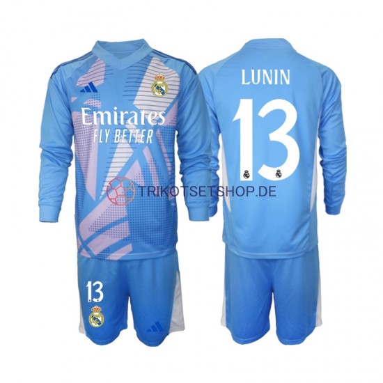 Real Madrid Torwart Andriy Lunin 13 2024-2025 Kinder Trikotset Heim Langarm