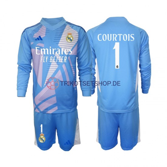 Real Madrid Torwart Thibaut Courtois 1 2024-2025 Kinder Trikotset Heim Langarm