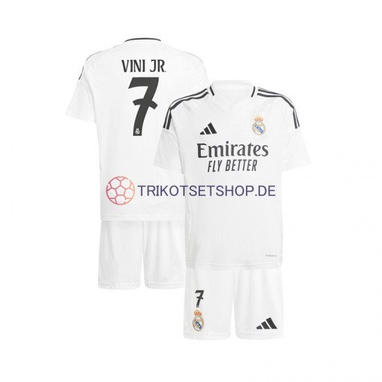 Real Madrid Vinicius Junior 7 2024-2025 Kinder Trikotset Heim Weiß Kurzarm