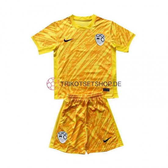 Slowenien Torwart Euro 2024 Kinder Trikotset Heim Gelb Kurzarm