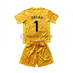 Slowenien Torwart Jan Oblak 1 Euro 2024 Kinder Trikotset Heim Gelb Kurzarm