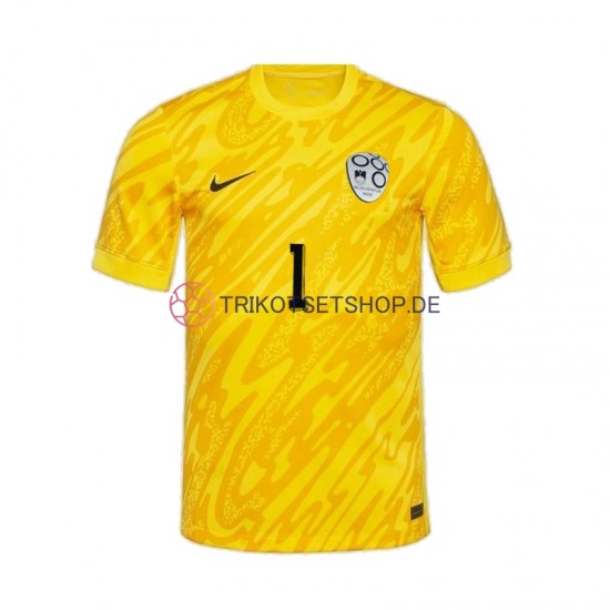 Slowenien Torwart Jan Oblak 1 Euro 2024 Herren Trikot Heim Gelb Kurzarm