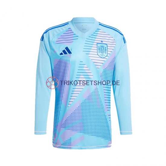 Spanien Torwart Euro 2024 Herren Trikot Auswärts Blau Langarm