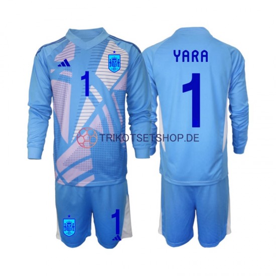 Spanien Torwart David Raya 1 Euro 2024 Kinder Trikotset Heim Langarm