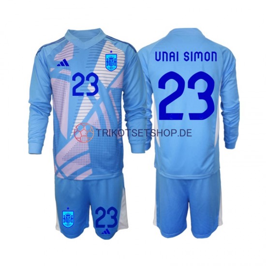Spanien Torwart Unai Simon 23 Euro 2024 Kinder Trikotset Heim Langarm