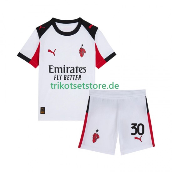 AC Mailand Ardon Jashari 30 2025-2026 Kinder Trikotset Auswärts Kurzarm