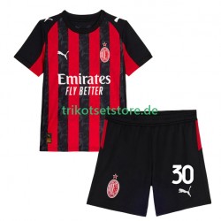 AC Mailand Ardon Jashari 30 2025-2026 Kinder Trikotset Heim Kurzarm