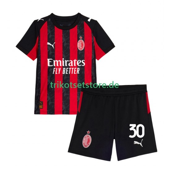 AC Mailand Ardon Jashari 30 2025-2026 Kinder Trikotset Heim Kurzarm