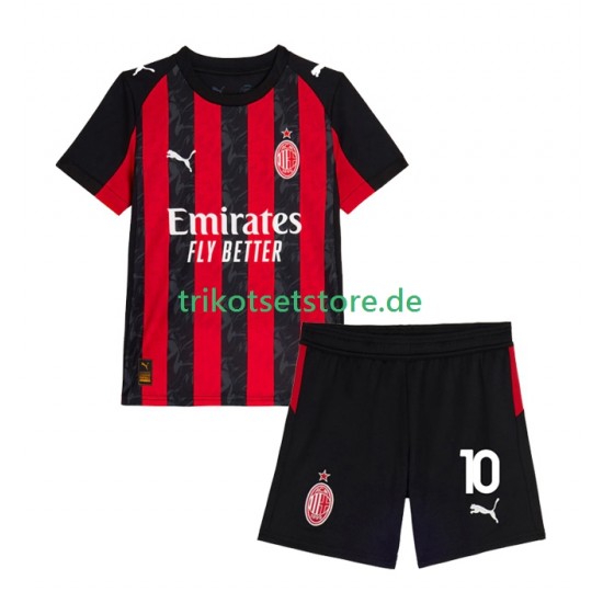 AC Mailand Rafael Leao 10 2025-2026 Kinder Trikotset Heim Kurzarm