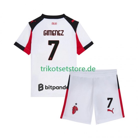 AC Mailand Santiago Gimenez 7 2025-2026 Kinder Trikotset Auswärts Kurzarm