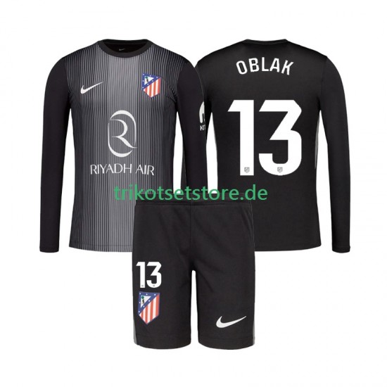 Atlético Madrid Torwart Jan Oblak 13 2025-2026 Kinder Trikotset Auswärts Langarm