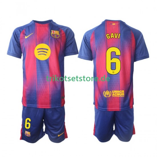 FC Barcelona Gavi 6 2025-2026 Kinder Trikotset Heim Kurzarm