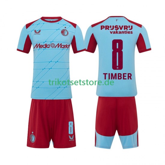 Feyenoord Rotterdam Quinten Timber 8 2025-2026 Kinder Trikotset Ausweich Kurzarm