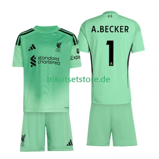 Liverpool Torwart Alisson Becker 1 2025-2026 Kinder Trikotset Heim Kurzarm
