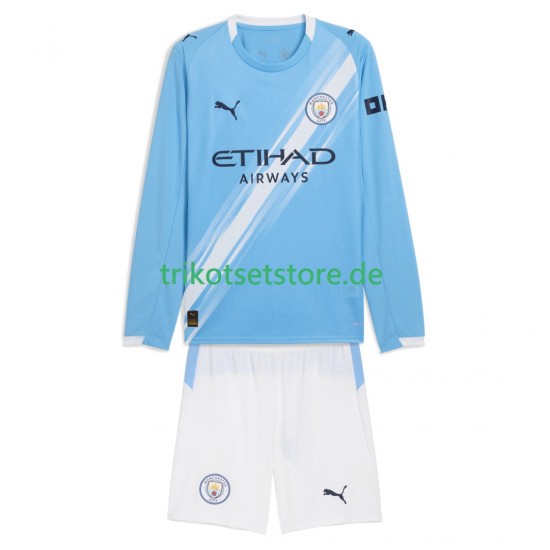 Manchester City 2025-2026 Kinder Trikotset Heim Langarm