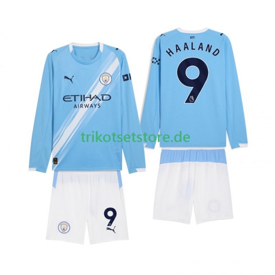 Manchester City Erling Haaland 9 2025-2026 Kinder Trikotset Heim Langarm