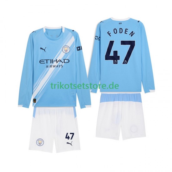 Manchester City Phil Foden 47 2025-2026 Kinder Trikotset Heim Langarm
