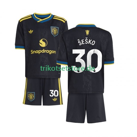 Manchester United Benjamin Sesko 30 2025-2026 Kinder Trikotset Ausweich Kurzarm