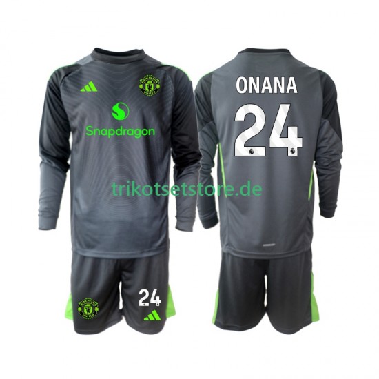 Manchester United Torwart Andre Onana 24 2025-2026 Kinder Trikotset Auswärts Langarm