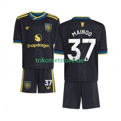 Manchester United Kobbie Mainoo 37 2025-2026 Kinder Trikotset Ausweich Kurzarm