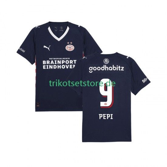 PSV Eindhoven Ricardo Pepi 9 2025-2026 Herren Trikot Auswärts Kurzarm