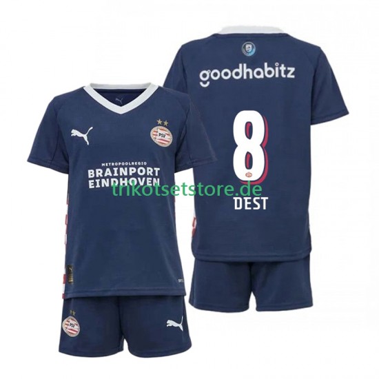 PSV Eindhoven Sergino Dest 8 2025-2026 Kinder Trikotset Auswärts Kurzarm