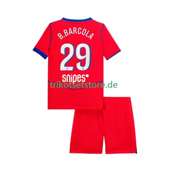 Paris Saint-Germain Bradley Barcola 29 2025-2026 Kinder Trikotset Ausweich Kurzarm