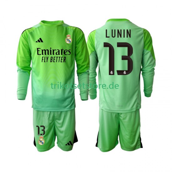 Real Madrid Torwart Andriy Lunin 13 2025-2026 Kinder Trikotset Auswärts Langarm