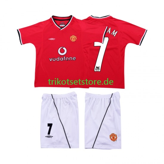 Manchester United BECKHAM 7 Retro 2000 2002 Kinder Trikotset Heim Kurzarm