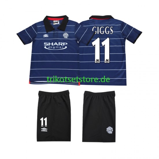 Manchester United GIGGS 11 Retro 1999 2000 Kinder Trikotset Auswärts Kurzarm