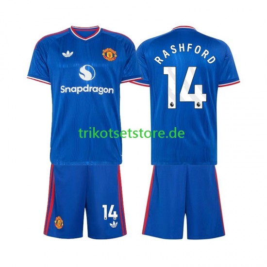 Manchester United Marcus Rashford 14 2026-2027 Kinder Trikotset Auswärts Kurzarm