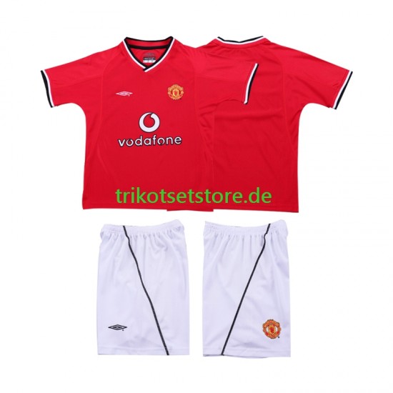 Manchester United Retro 2000 2002 Kinder Trikotset Heim Kurzarm